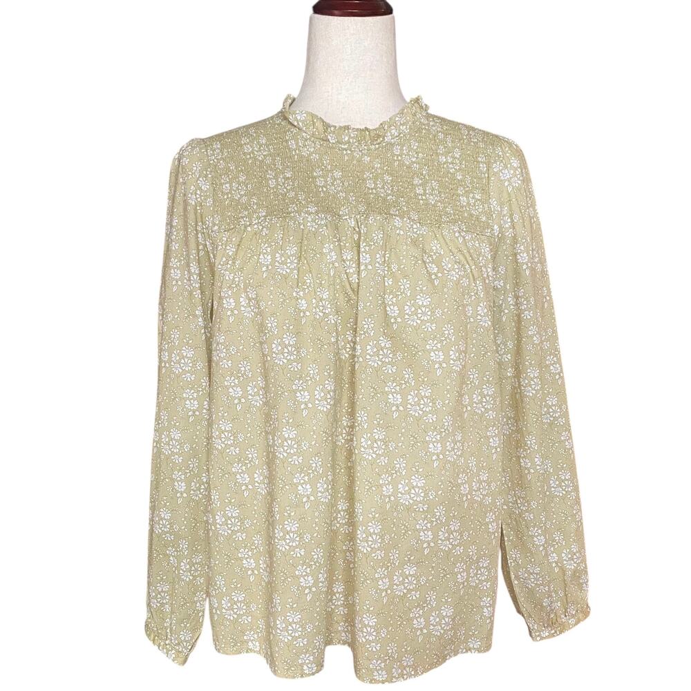 J Crew Liberty Fabrics Smocked Button Back Top Capel Floral Womens M Cottagecore